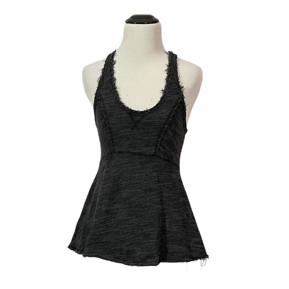 Free People Racerback Peplum Tank - Black/Gray - XS